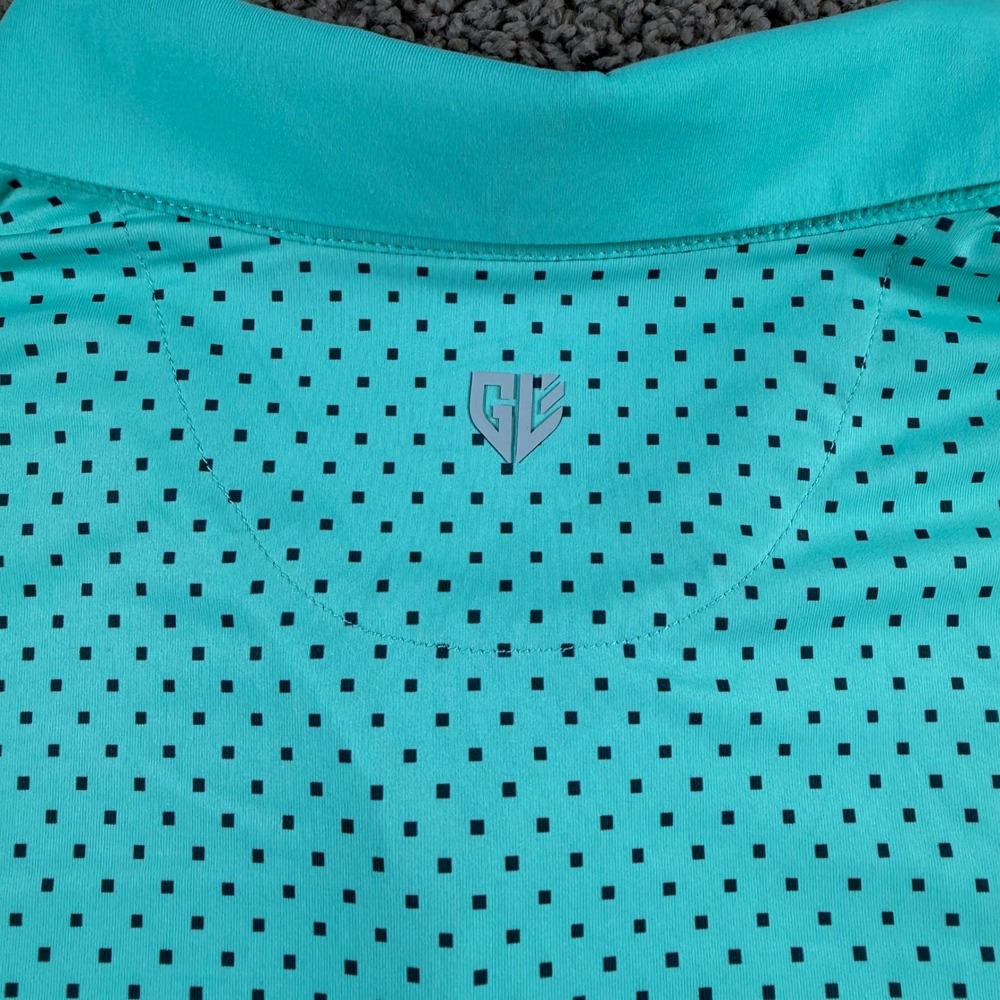 Graham Luxe Turquoise Geometric Golf Polo Shirt‎ mens 2XL streetwear preppy tall - Picture 7 of 10